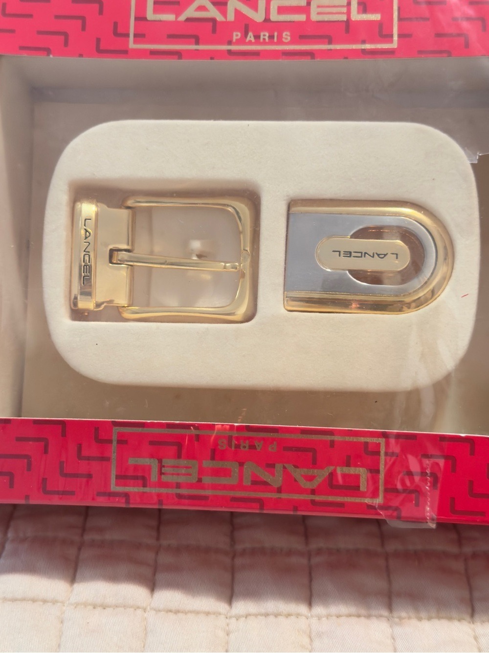 Lancel Paris Gold-Tone Men’s Belt Buckle Set